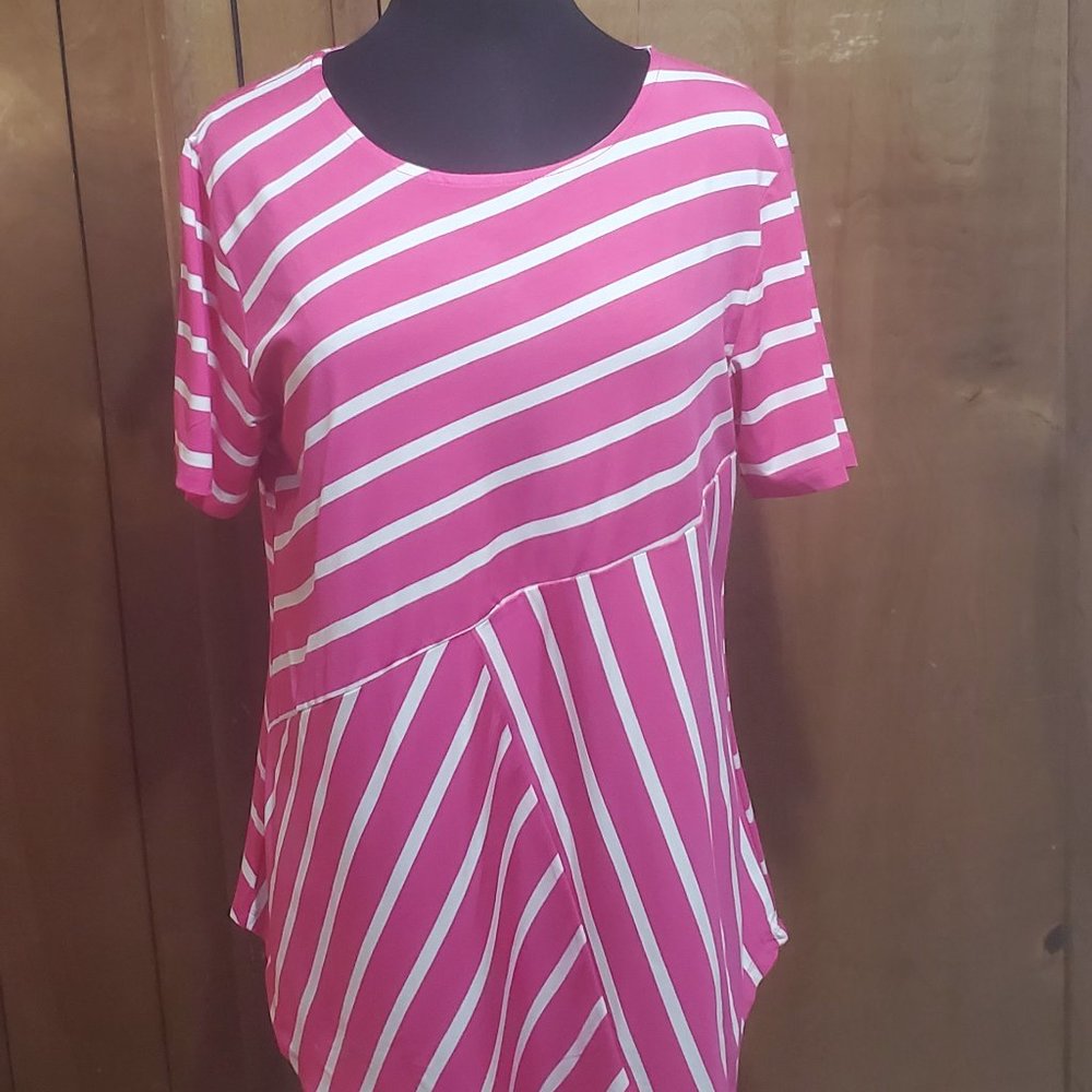 Women's Short Sleeve Striped Tunic Top